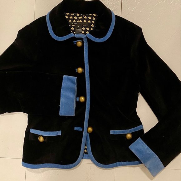 Marc Jacobs Jackets & Blazers - Marc Jacobs Velvet Black Blue Gold Button Blazer Jacket Size 4